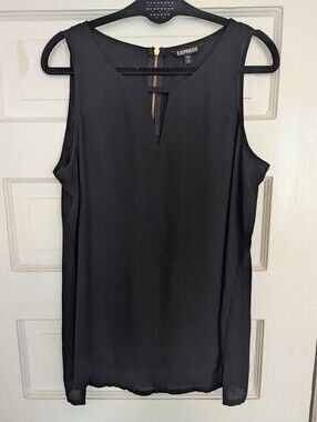 Express Black Sleeveless Keyhole Top with Back Zip